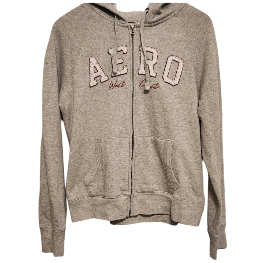 Aeropostale Light Gray Fleece‎ Hoodie Women's Large